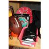 Image 1 : TWO BINOCULARS AND TWO CLOCKS AND WILSON SUPERBOWL PHONE