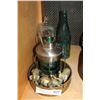 Image 1 : TWO VINTAGE BOTTLES AND LANTERN DECANTER AND GOLD PANNING DISH AND THREE BRASS ELEPHANTS