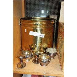 LARGE BRASS BUCKET AND BRASSWARE