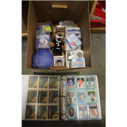 BOX OF SPORTS CARDS AND COLLECTIBLES