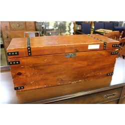 METAL BOUND WOOD TRUNK