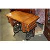 Image 2 : DOMESTIC CAST IRON AND OAK SEWING CABINET ONLY