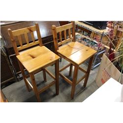 PAIR OF PINE BAR STOOLS