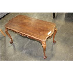 VINTAGE PAWFOOT WALNUT COFFEE TABLE