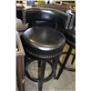 Image 3 : SET OF FOUR HOME ELEGANCE BLACK LEATHER WITH NAILHEAD SWIVEL BAR HEIGHT BARSTOOLS RETAIL $249 EA