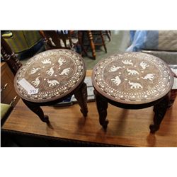 2 INLAID ELEPHANT STOOLS