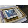 Image 1 : THREE UNFRAMED WATERCOLORS CHARCOAL PICTURE AND THREE PAINTINGS ON BOARD