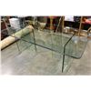 Image 3 : GLASS DINING TABLE WITH 8 BLUE UPHOLSTERED CHAIRS