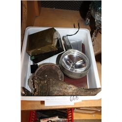 SMALL TOTE OF COLLECTIBLES