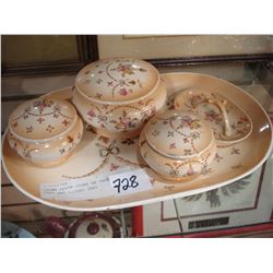 CROWN DEVON STOKE ON TRENT TRAY AND LIDDED JARS