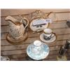 Image 1 : AINSLEY CUP AND SAUCER WITH STERLING OVERLAY AND ROYAL WINTON CHINA CUP AND SAUCER CREAMERS AND SADL