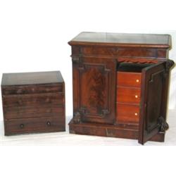 Early C19th Regency period mahogany & Greek key ebony strung apprentice's chest...