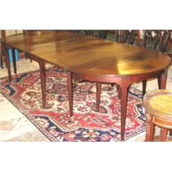 George III mahogany 3-part 'D'-end dining table with reeded edge, on square...