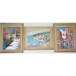 John Ambrose, b. 1931 - VENICE CANAL - oil on board, 16 by 12ins., in original...