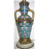 Image 1 : Late C19th / early C20th French champleve enamel table lamp, on white onyx...
