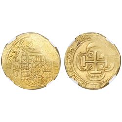 Mexico City, Mexico, cob 8 escudos, 1715J, NGC MS 61, ex-1715 Fleet (designated on label).