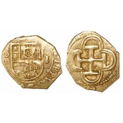 Seville, Spain, cob 1 escudo, Philip II, assayer B below mintmark to left.