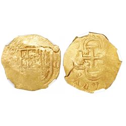 Seville, Spain, cob 2 escudos, Philip III, assayer not visible, NGC MS 61.