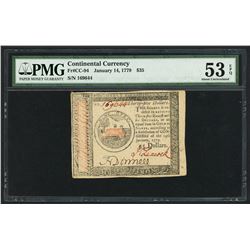 USA, Continental Currency, $35, Jan. 14, 1779, serial 169644, PMG AU 53 EPQ.
