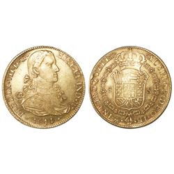 Mexico City, Mexico, bust 8 escudos, Ferdinand VII transitional ("armored" bust), 1811/0HJ.
