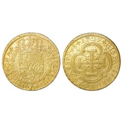Seville, Spain, milled 8 escudos, Philip V, 1729P.