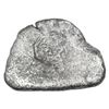 Image 1 : Small silver ingot, 44.43 grams, with crowned cross-lions-castles tax stamp (Mexico or Santo Domingo