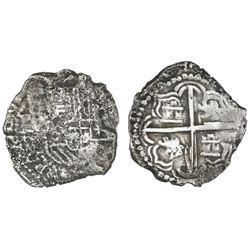 Potosi, Bolivia, cob 2 reales, Philip III, assayer not visible, Grade 3.