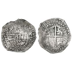 Potosi, Bolivia, cob 8 reales, (1)618T, upper half of shield transposed, Grade 2, with tag only (cer