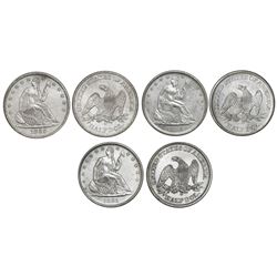 Set of three USA (New Orleans mint) half dollar seated Liberty, 1860-O (United States issue), 1861-O