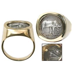 Roman Republic, AR denarius, Julius Caesar, military mint traveling with Caesar, ca. 49 BC, mounted