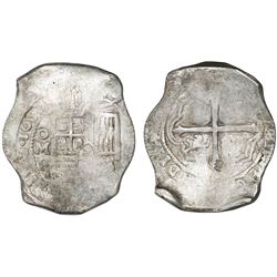 Mexico City, Mexico, cob 8 reales, 1652P, with chopmark as from circulation in Asia.