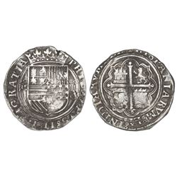 Mexico City, Mexico, cob 4 reales, Philip II, assayer O below denomination oIIII to right, mintmark