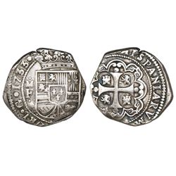 Mexico City, Mexico, klippe 4 reales, 1733MF.