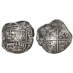 Potosi, Bolivia, cob 8 reales, Philip III, assayer M (pre-dated type).