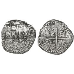 Potosi, Bolivia, cob 8 reales, Philip III, assayer not visible (ca. 1620), quadrants of cross transp