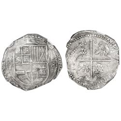 Potosi, Bolivia, cob 8 reales, (1)629T, denomination dot-8-dot, small-dot borders, NGC XF 40.