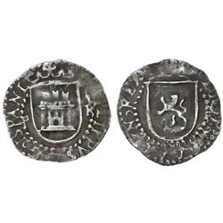 Potosi, Bolivia, cob 1/4 real, Philip II, assayer R (Rincon) to right.