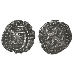 Potosi, Bolivia, cob 1/4 real, Philip III, no assayer, shield around castle, large lion without shie