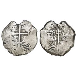 Potosi, Bolivia, cob 8 reales, 1725Y, Louis I, rare, NGC VF 30 (extra-thick slab).