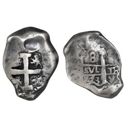 Potosi, Bolivia, cob 8 reales, 1773V-(Y), assayer V at bottom right (rare).