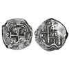 Image 1 : Potosi, Bolivia, cob 4 reales, 1733E/YA, retrograde E/YA to right of cross, very rare.