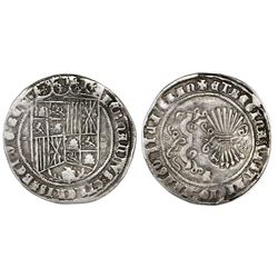 Granada, Spain, 1 real, Ferdinand-Isabel, mintmark G below yoke and arrows, tiny circlets flanking s