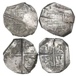 Lot of two Seville, Spain, cob 8 reales, Philip IV, assayers not visible, ex-Asian hoard.