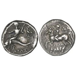 Calabria, Taras, AR nomos, circa 272-240 BC,  boy on dolphin. 