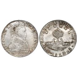 Potosi, Bolivia, 8 soles, 1833L, rare single-letter assayer.
