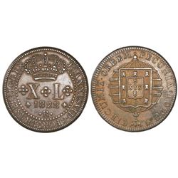 Rio, Brazil, bronze XL (40) reis, Joao VI, 1822-R.