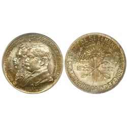 Brazil, aluminum-bronze 1,000 reis, 1922, Independence issue, BBASIL error, PCGS MS65.