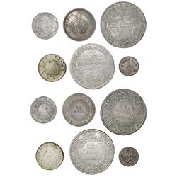 Lot of six Colombian minors: 2R, Bogota, 1844RS (two); 1R, Bogota, 1853; 1/2R, Popayan, 1839RU and 1
