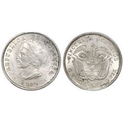 Colombia (struck in London), 50 centavos, 1892, Columbus commemorative, small bust variety, PCGS MS6