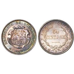 Costa Rica, 50 centimos, 1903JCV, PCGS MS62, finest known in PCGS census.